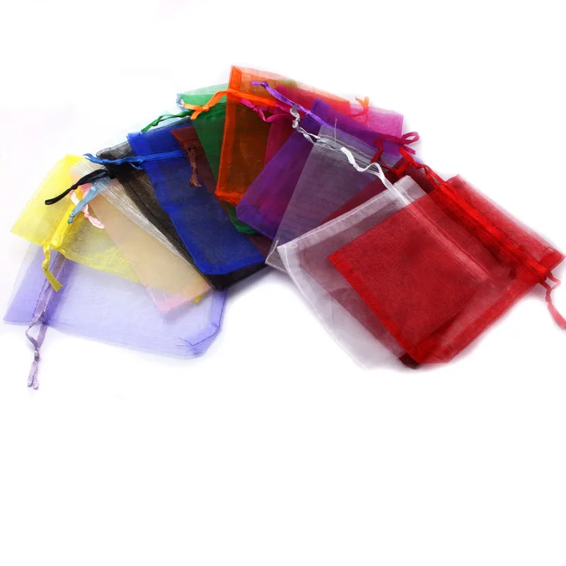10pcs/bag 15x20/17x23/20x30cm Drawable Organza Jewelry Packaging Display Pouches Bags For DIY Gift Wedding Party Decoration
