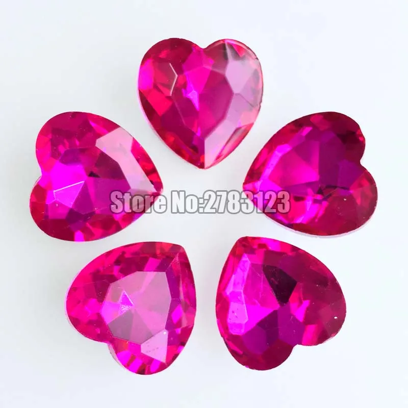 Factory sales AAA Glass Crystal Rose red heart shape pointback rhinestones No holes, diy/Clothing accessories SWHP207