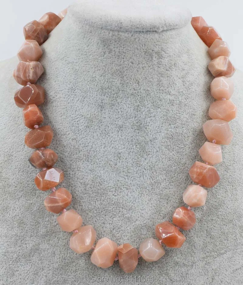 

pink Sunstone/Amazonite baroque faceted 13*18mm necklace 18inch wholesale nature FPPJ