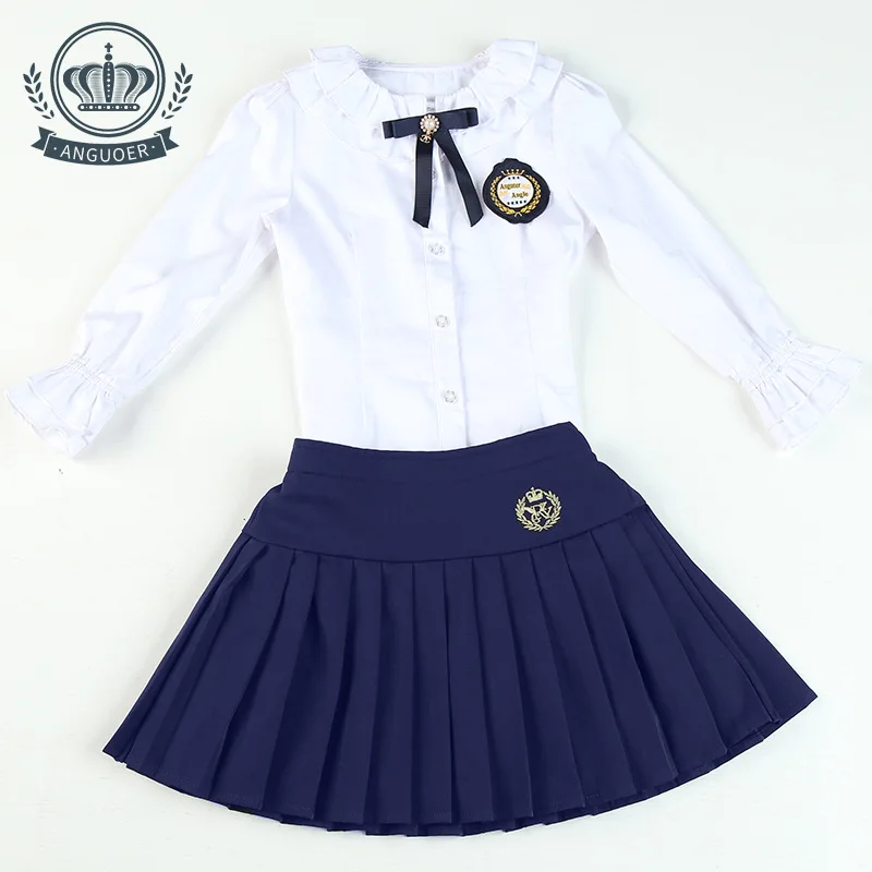 Uniforme de jardim de infância infantil, uniforme escolar infantil de manga longa, estilo britânico, 2 peças