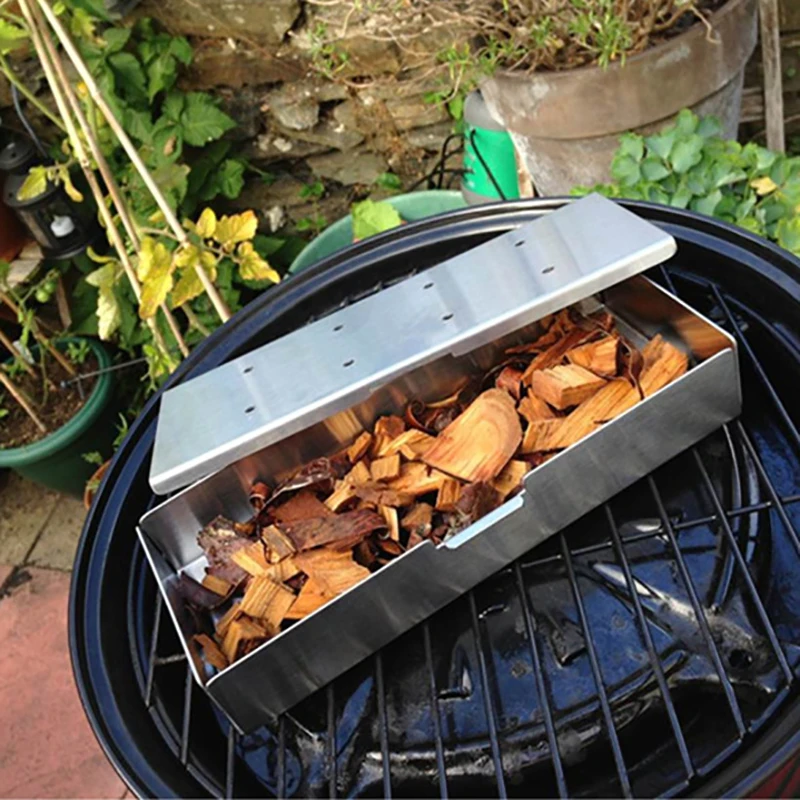 Portable Stainless Steel Mini Home-Use Grill Oven, Smoking Meat Box, BBQ Tools, Charcocal Grill Ovens, Kabob Bacon Box, 1Pc