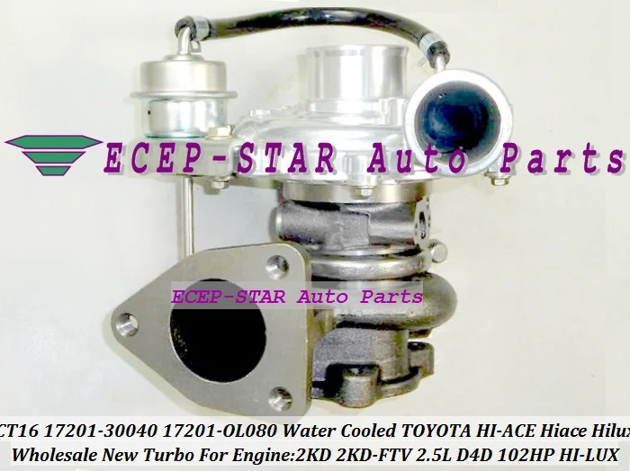 Free Ship Water Cooled CT16 17201-30040 1720130040 17201-OL080 Turbo For TOYOTA HI-ACE HI-LUX Hilux Hiace 2.5L 2KD 2KD-FTV 102HP