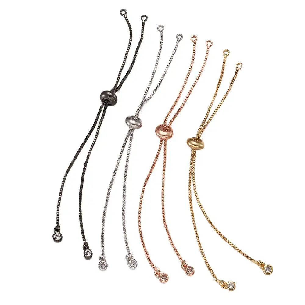 20pcs Rack Plating Environmental Brass Chain Bracelet Makings with Rhinestone Long-Lasting Plated Slider DIY Bracelets Making