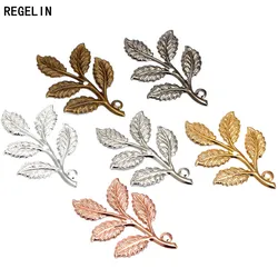 REGELIN 20pcs/lot Gold color/Silver Color Leaf Charms 32X50mm for DIY Making Fashion Necklace Bracelet Jewelry Findings