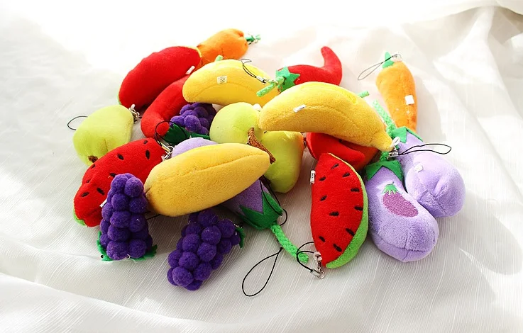 Kawaii Little 6-8CM Vegetables Toys Fruits dolls string pendant Plush Toy novelty summer plush gifts