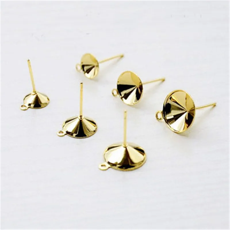 

20pcs Stainless Steel Earring Stud Findings Blank Base With Loop Fit 6/8/10/12mm Cabochon Settings Bezel Craft Jewelry Making