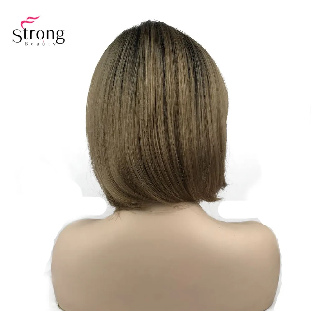 StrongBeauty Women's Synthetic Wig Ombre Hair Golden Brown Bob Wigs Natural