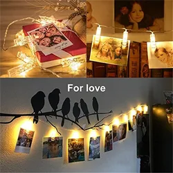 Guirxiété lumineuse LED avec support clip photo, lumières dégradées, décoration de Noël, fête du Nouvel An, mariage, Ramadan, batterie 62, 1.5m, 3m, 6m