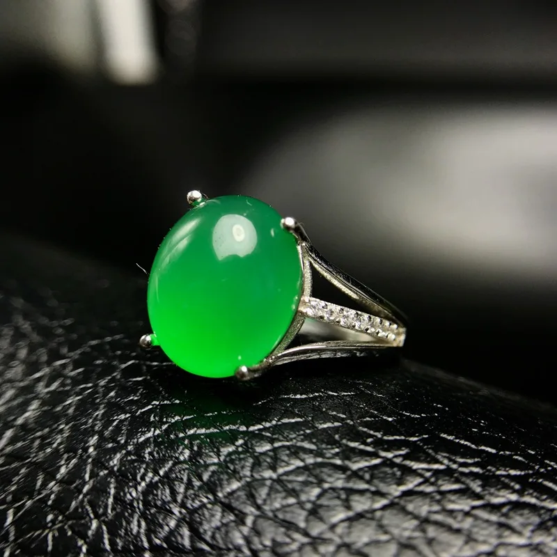 KJJEAXCMY Boutique Jewelry  925 Silver-inlaid Natural Green Chalcedony Garnet Female WomanRing Mini Support Detection