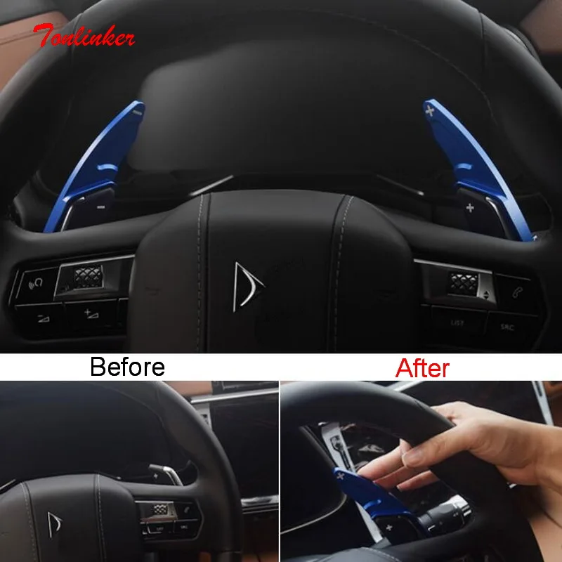 

Tonlinker 2 PCS Car Steering wheel shift paddle Cover sticker for CITROEN DEESSE DS7 2018-19 Car Styling Aluminum Cover Stickers