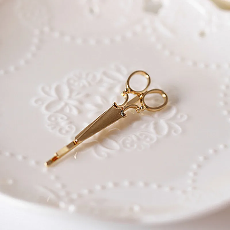 1pc Women Hairpin Scissors Pattern Hair Clip Hair Barrettes Apparel Accessories Gold Color Headpiece Wholesale Hair Jewelry