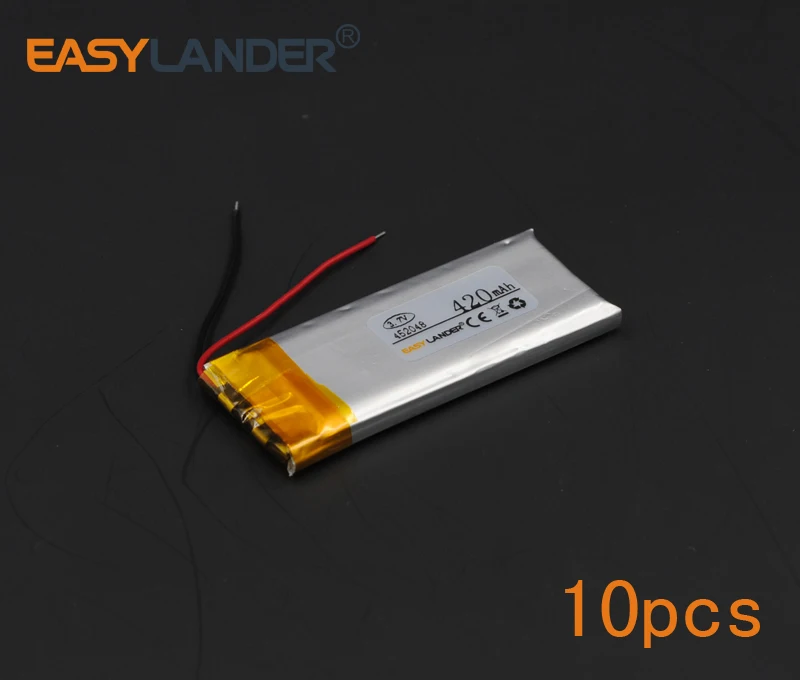 

10pcs/Lot 3.7V 420mAh 452048 Polymer Rechargeable Lithium Li-ion Polymer Battery 502048