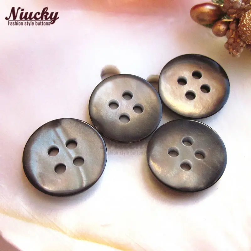 Niucky 11mm/12.5mm 4 holes Flat Manhattan fashion button for garments High grade resin imitation shell button supplies R0201-035