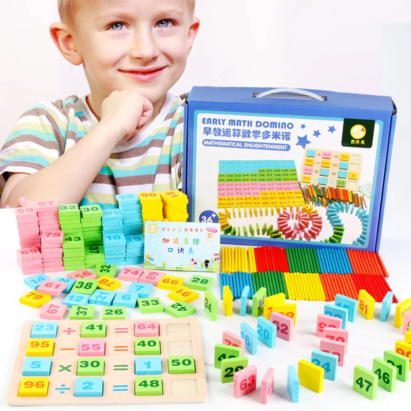 

Children's digital computing color wooden Domino 200-piece Domino mathematics subtraction arithmetic Learning toys