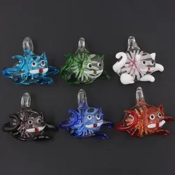 Wholesale 6Pcs Lovely 3D Cat Flower Christmas Murano Lampwork Glass Pendant Fit Necklace New