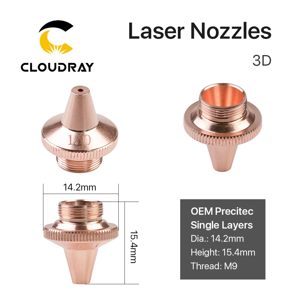 Cloudray OEM PRECITEC 3D Fiber Laser Nozzle M9 D14.2mm H15.4mm Raytools Laser Cutting Machine Accessories