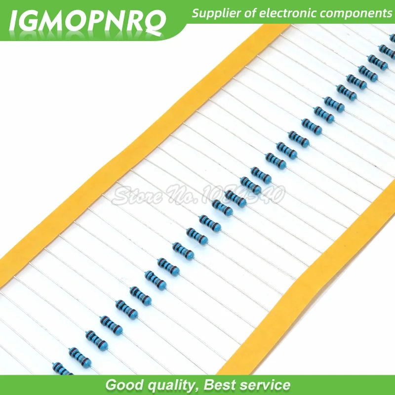 100pcs 금속 필름 저항 5 색 링 제직 1/4 w 0.25 w 1% 1r 1 옴 1ohm