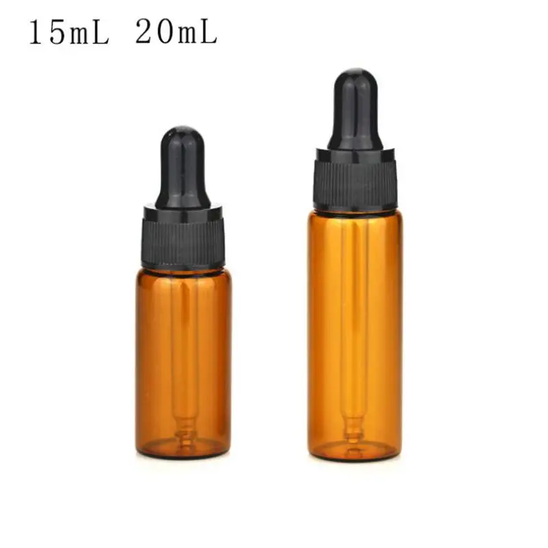 

New Empty Amber 15ml 20ml Glass Dropper Bottle with eye droppers for essential oils aromatherapy e cigarette liquid F20172122