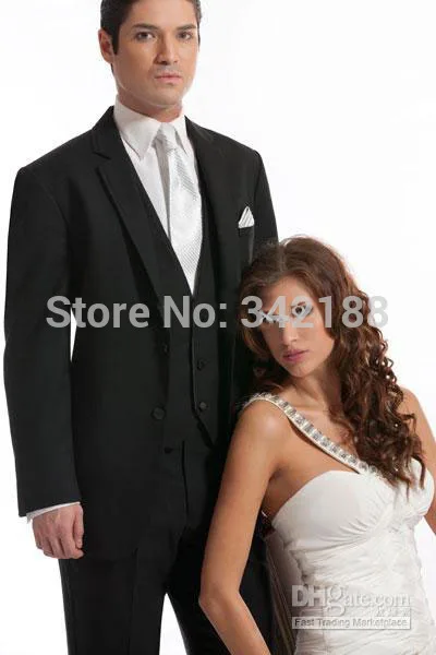 

Black Two Buttons Groom Tuxedos Best Man Notch Lapel Groomsmen Men Wedding Suits Bridegroom (Jacket+Pants+Tie+Vest)wedding dress