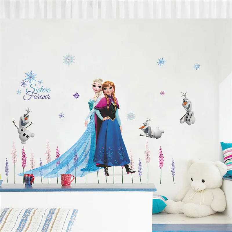 Affiche de film de dessin animé La Reine des Neiges pour chambre d\'enfant,poster, autocollant, sticker, mignon, Olaf, Elsa et Anna, art mural,