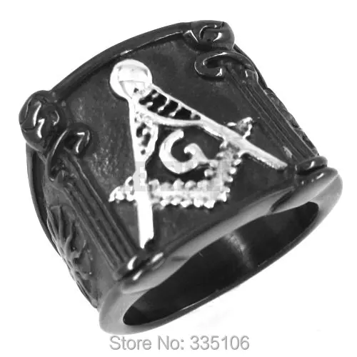 

Free shipping! Cool Black Freemasonry Masonic Ring Stainless Steel Jewelry Masonic Biker Ring SWR0147