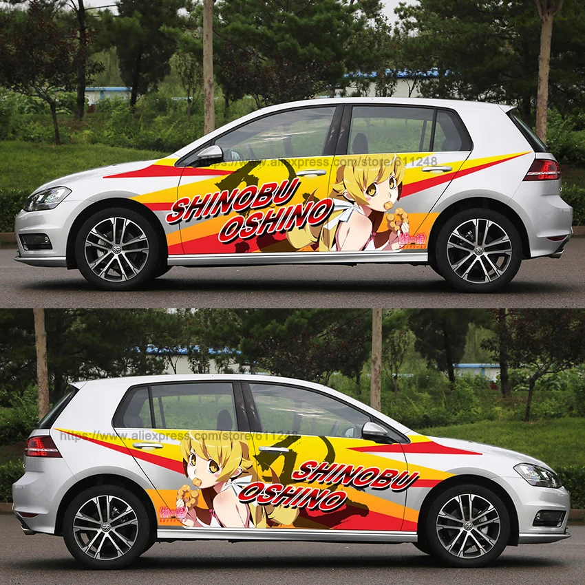 Custom Made Japanese Anime Itasha Decals SHINOBU OSHINO Racing Rally Sticker 3D Decal Waterproof Body Film Vehicle Accessories