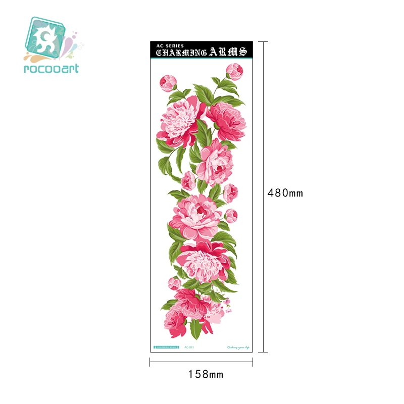 1pcs New 48*16cm Full Flower Arm Back Leg Tattoo Sticker Fish Peacock Temporary Body Paint Water Transfer Fake Tatoo sleeve
