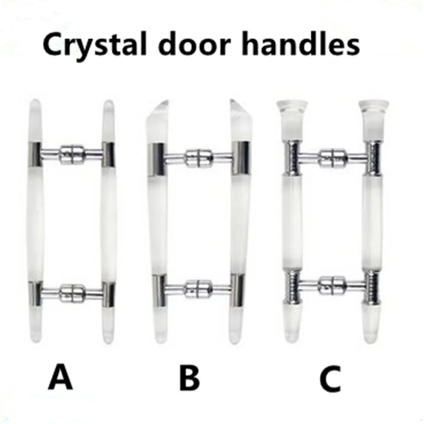 Moden fashion stainless steel Rimless glass door handle clear crystal bathroom door pull handle 300mm big gate door handle PC