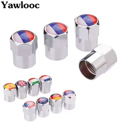 4 Pcs/Lot Flag Australia Russia Spain England Italy France USA Germany Car Motorcycle Wheel Tire Valve Stem Air Caps Car Styling