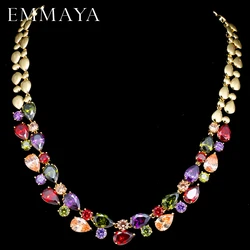 EMMAYA Stunning Big Carat Round CZ Crystal Necklace Luxury Bridal Party Jewelry For Wedding Evening