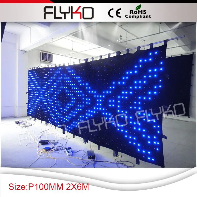 

p10 2x6m 1200pcs led wedding decoration led stage backdrop curtains