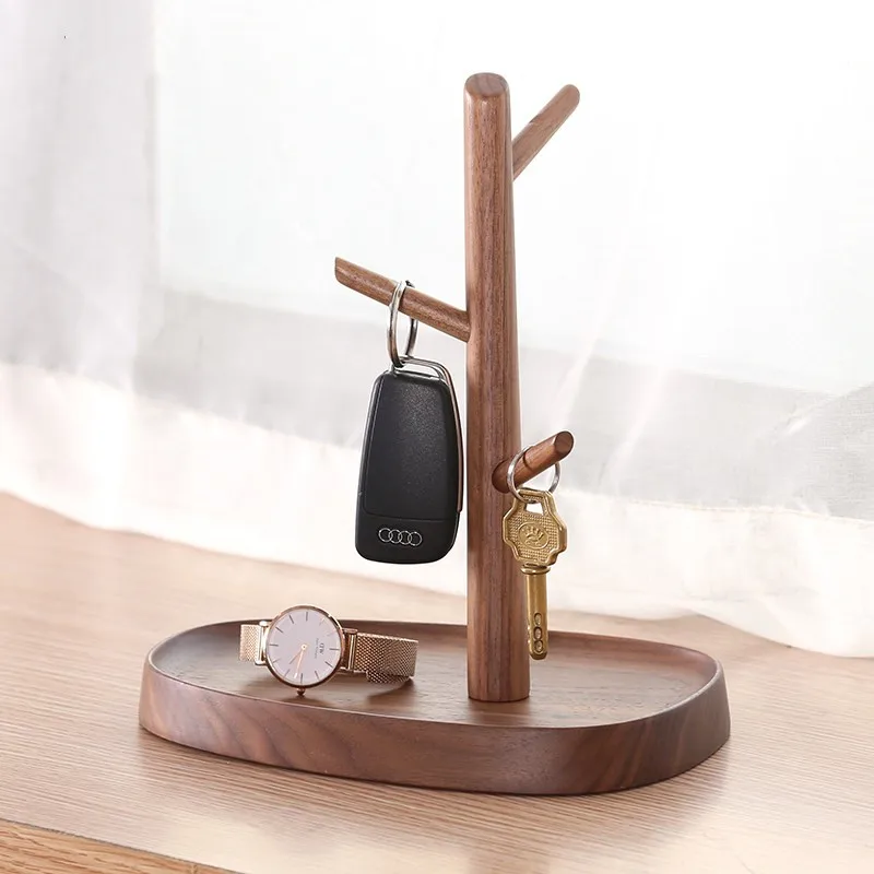 

Walnut wooden hanging key storage rack desktop jewelry frame creative decoration doorway living room porch storage shelf