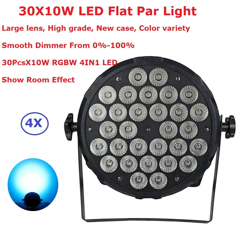 

4Pack Newest LED Stage Par Lights 30X10W RGBW 4IN1 Flat LED Par Lights With Show Room Effect For Christmas Holiday Decoration