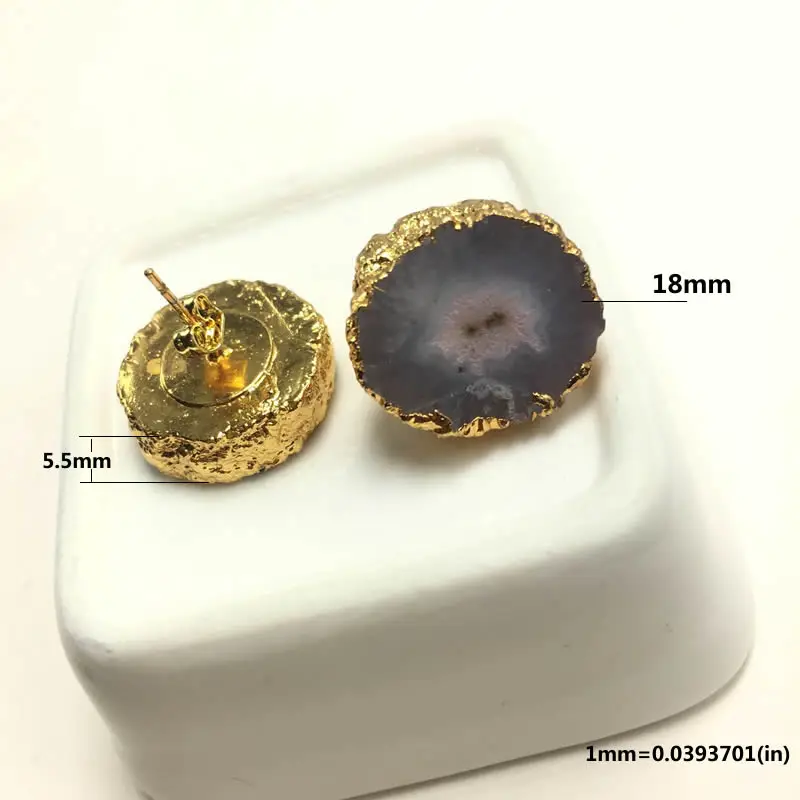 Fashion punk Women stud earrings Gold Color rainbow sun flower stone quartz stone earrings charm jewelry wholesale 1PCS