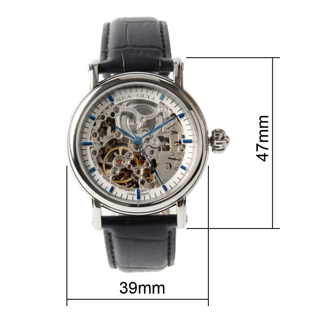Genuine Seagull M182SK Blue Hand Automatic Self Wind Men Watches Double Skeleton