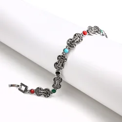 Kinel Brand Bohemia 8 Words Statement Bracelets Bangles For Women Silver Color Vintage Jewelry