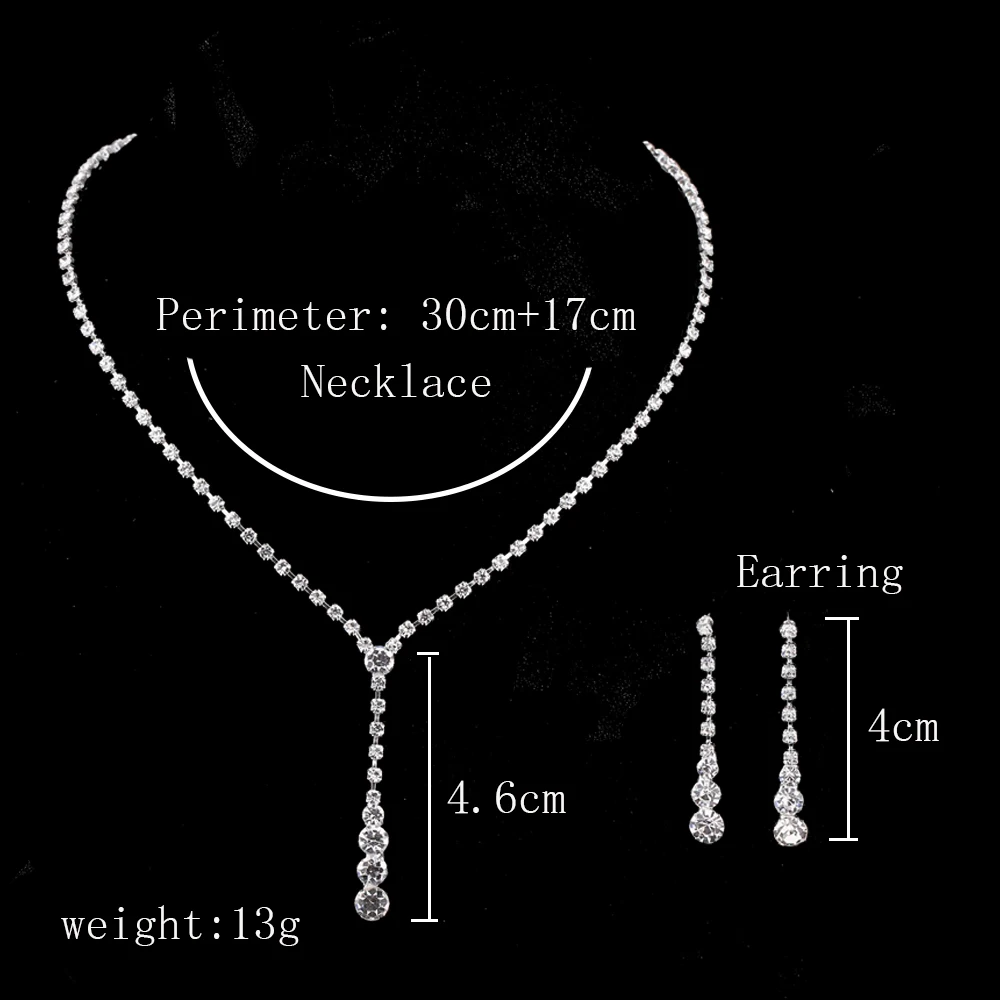 AINAMEISI Fashion Women Drop Crystal Choker Necklace Earrings Set Bridal Bridesmaid Charm Wedding Jewelry Sets