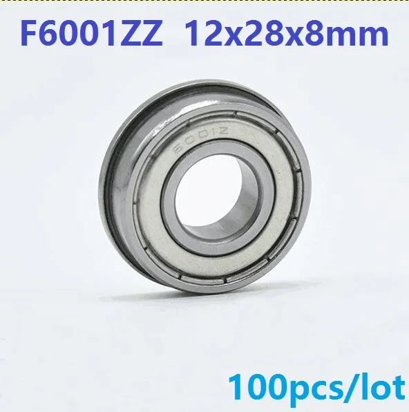 100pcs/lot F6001ZZ F6001 ZZ F6001Z F6001-ZZ 12x28x8 mm flange Ball Bearing deep groove 12*28*8mm