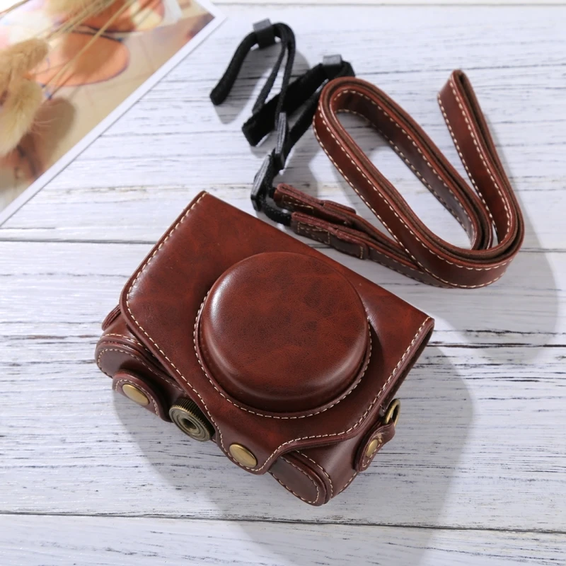 Full Body Bag For Canon PowerShot G7 X Mark II Camera PU Leather Camera Case Bag with Strap