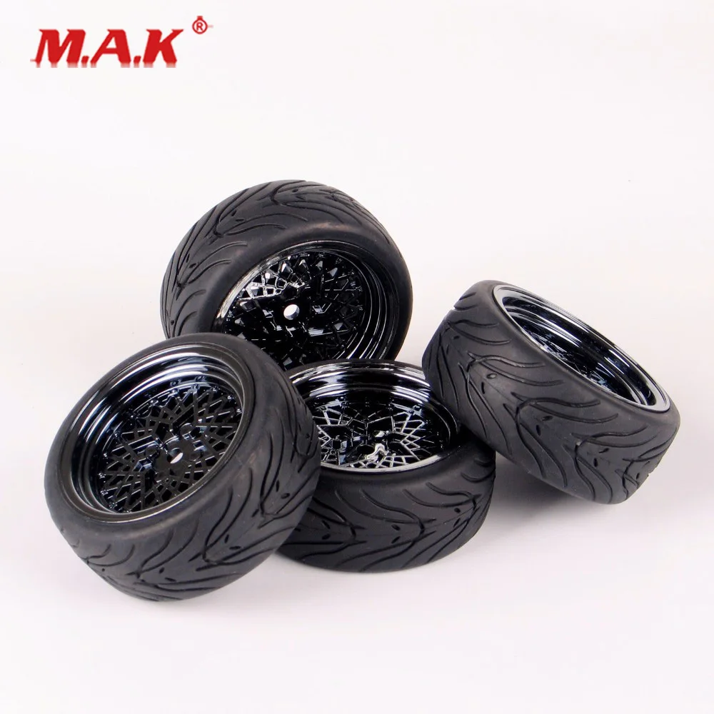 10362+21006 1:10 Scale Flat Rubber Tires and Wheel Rims with 6mm Offset fit HSP HPI RC On Road Racing Car Accessories