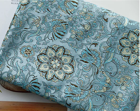 blue flower Brocade Fabric Damask Jacquard Apparel Costume Upholstery Furnishing Curtain Material cushion fabric 75cm*50cm