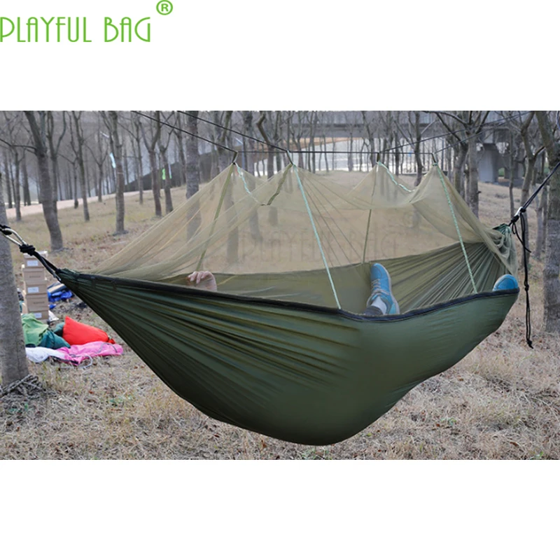 Outdoor products 260*140 high quality Mosquito Net Hammock specially customized 210T nylon spinning hammock Double zipper ZI09