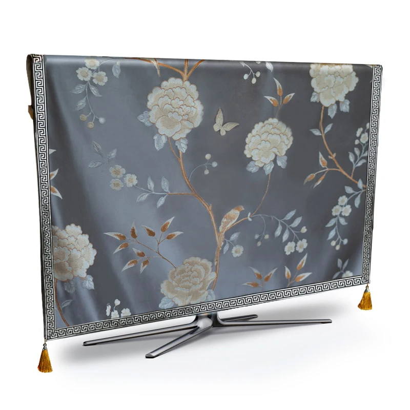 TV Dust Cover Luxury Flower Weatherproof Dust-proof Protect LCD LED Plasma Television Tissue Table Runner Cloth Cushion Cover