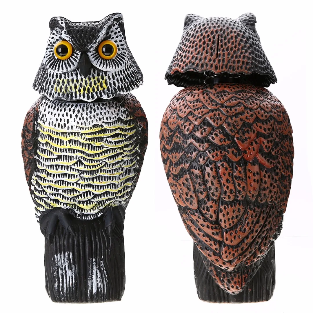 JX-LCLYL Fake Owl Ornamental Hunting Decoy Rotating Head Protector Garden Field Lawn New