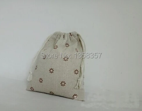 lockrand patterned jute/linen drawstring bag  \pouch customize wholesale