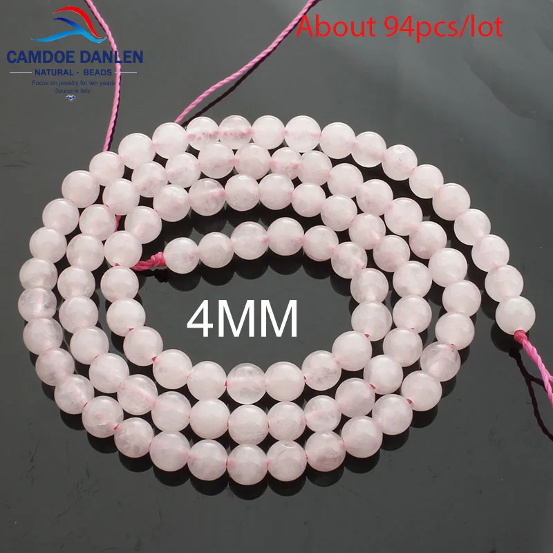 CAMDOE DANLEN Light Natural Stone Rose Pink Quartz Rock Crystal Beads 4/6/8/10/12/14mm Fit Diy Seed beads For Jewelry Making