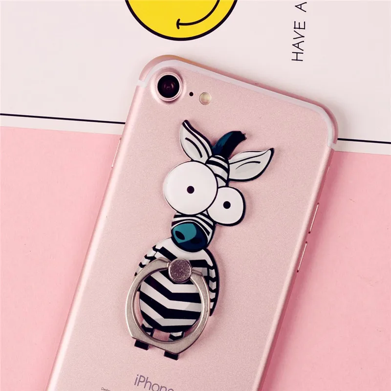 Cute Cartoon Ring Finger uchwyt na telefon komórkowy zwierząt 360 stopni telefon pierścień uniwersalny metalowy uchwyt stojak Smartphone dla iphone