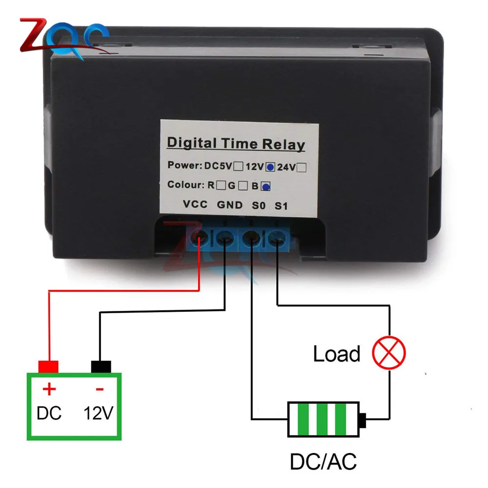 DC 12V Digital Cycle Timer Delay Relay Board Module with Dual Time Red/Blue LED Display Timing Relay Switch for Vehicle Car