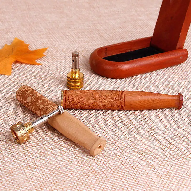 1 Pcs 8mm Inner Diameter Natural Wood Grain Solid Wood Pipes Cigarette Holder Mouthpiece Tobacco Pipe Filter Smoking Pipe