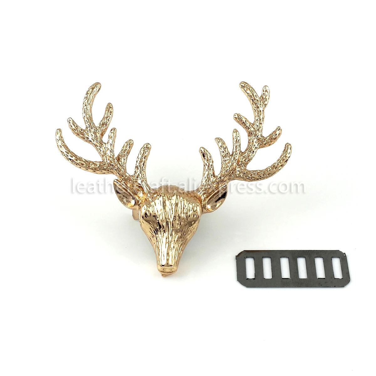 1x Metall-Schmuckverschluss in Form eines niedlichen Hirsches, Conchos-Schnalle, Taschen-, Hut- und Accessoire-Dekoration, DIY-Lederhandwerkszubehör, goldfarben, 60 mm (1-3/8") – Detail 3